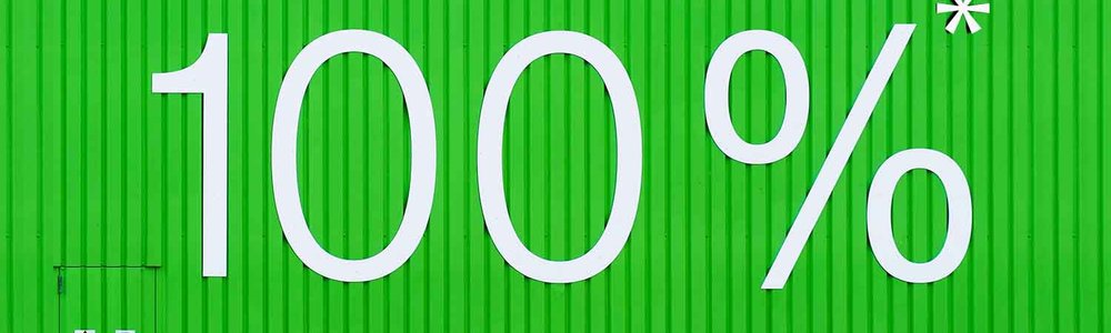 Text "100%" on a green background||||||||
