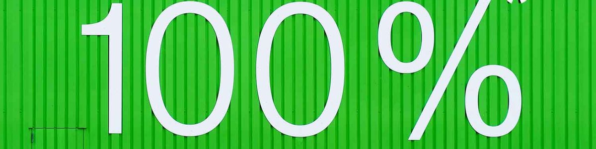 Text "100%" on a green background||||||||