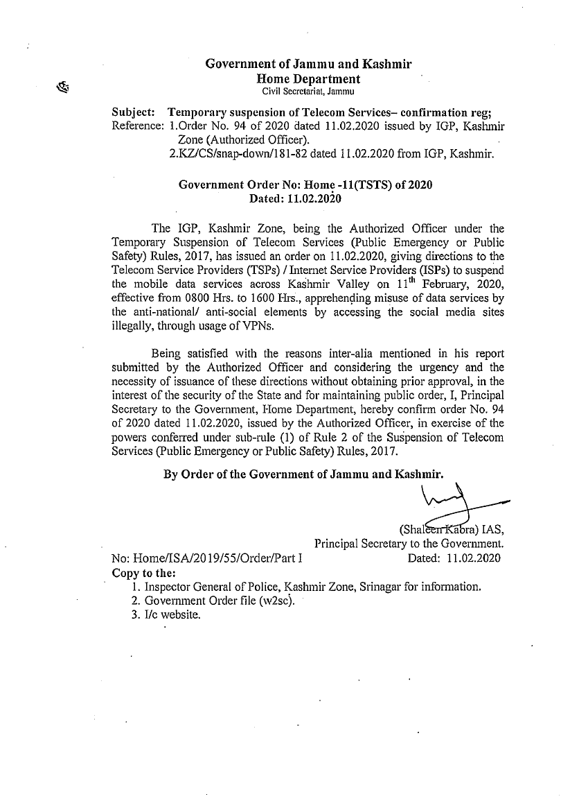 Government Orders 11 of 2020