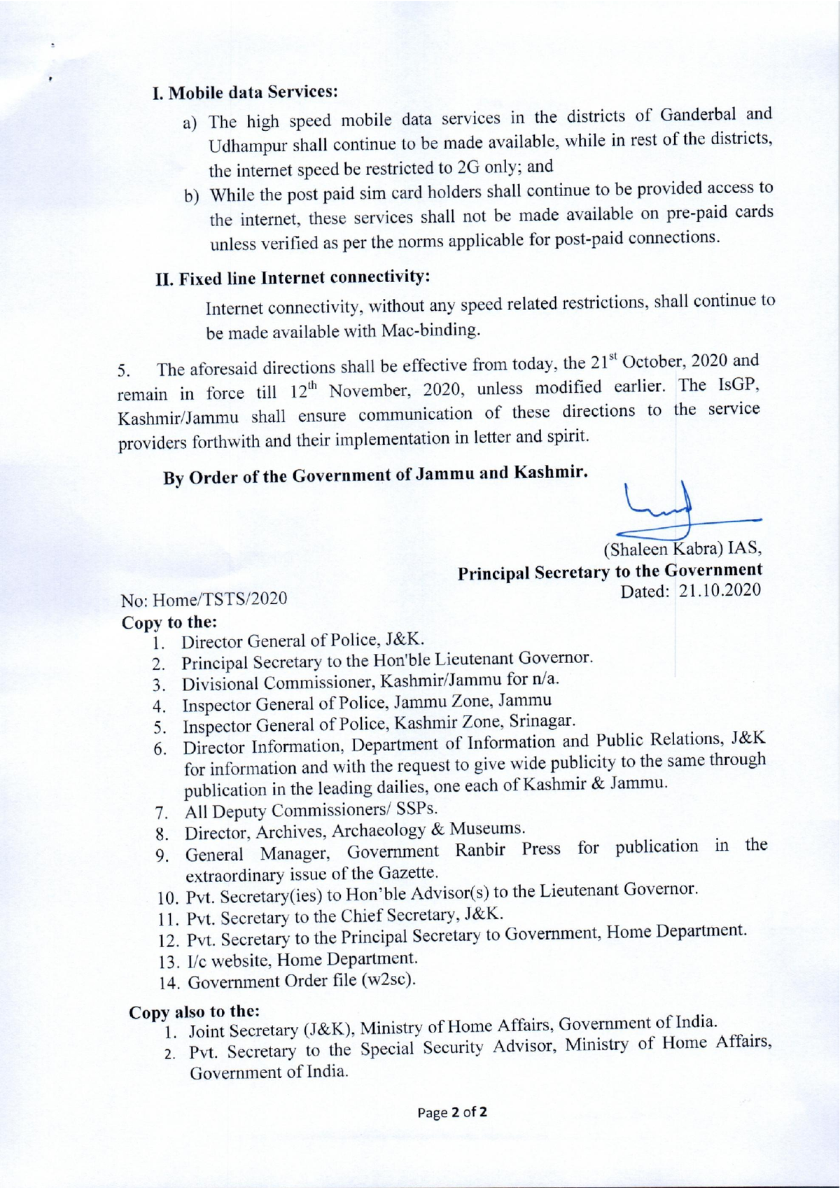 Government Order 114(TSTS) of 2020. pg2