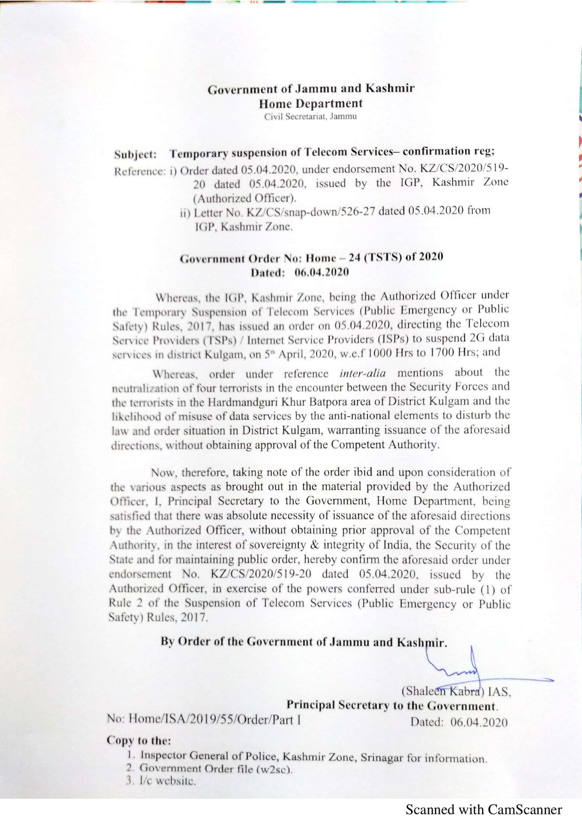 Government Orders 24 of 2020