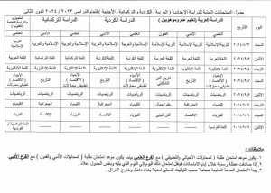 This schedule shows exams for the second round of primary exams in Iraq.