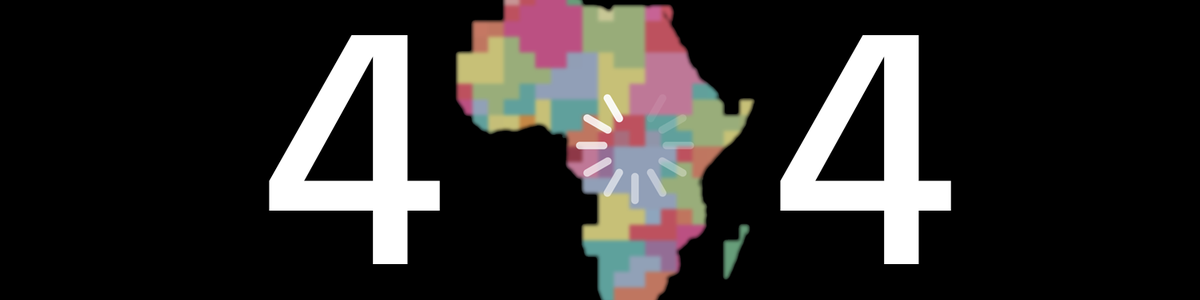 Illustration showing 404 where the zero is replaced with a map of Africa||