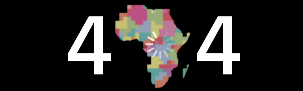 Illustration showing 404 where the zero is replaced with a map of Africa|||||||