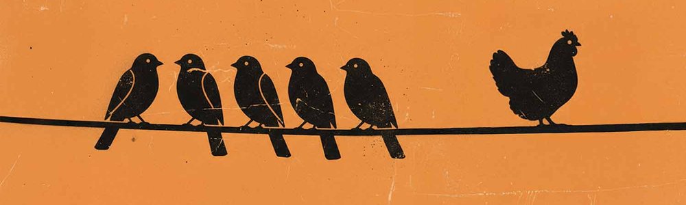 Illustration of birds on a wire