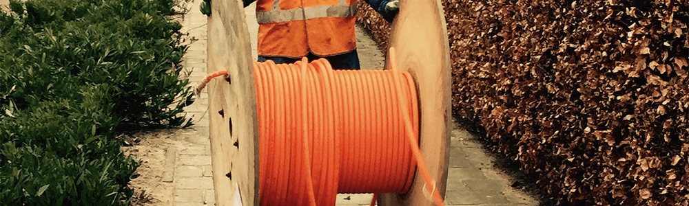 A wheel of broadband fiber cable||