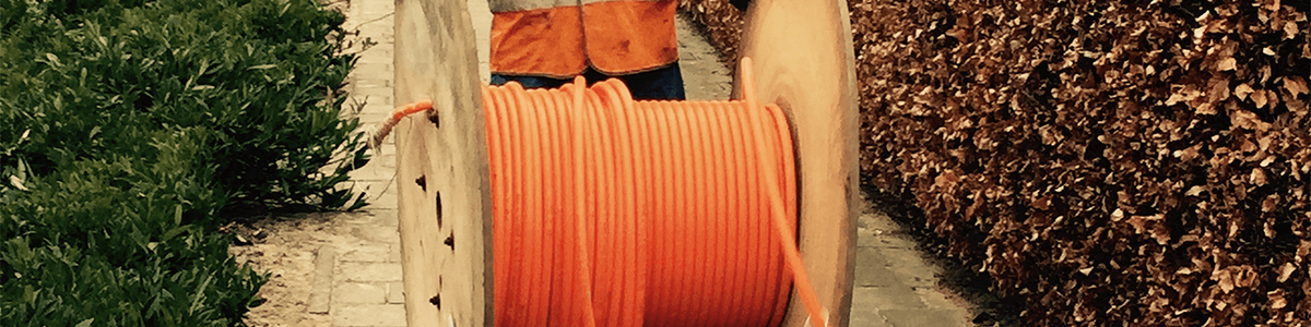 A wheel of broadband fiber cable||