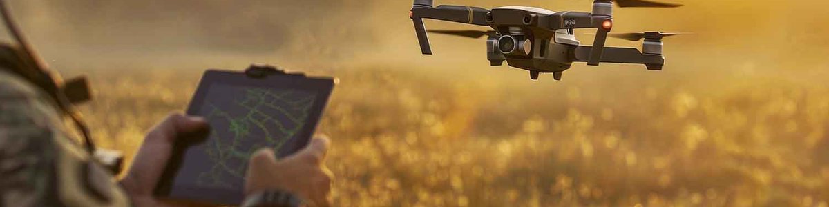 Photo of a soldier piloting a drone.|