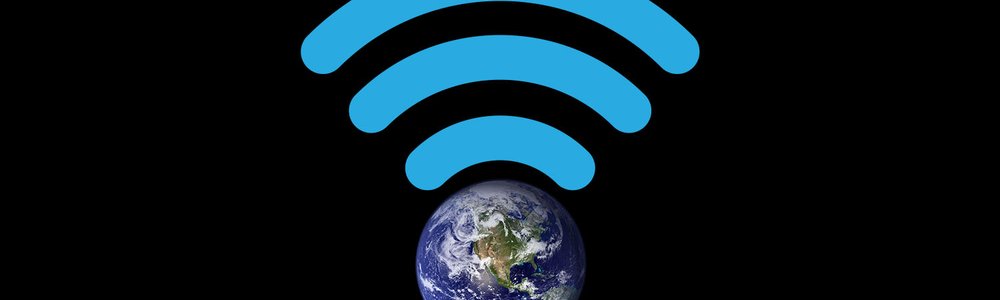 Illustration of the earth with a wifi icon above it|