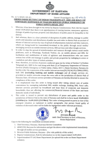 Original cause documentation issued by the government of Haryana