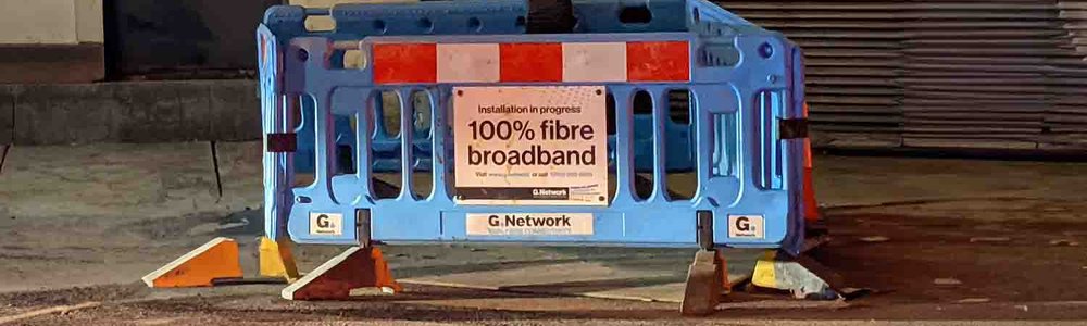 Sign saying Fibre installation in progress