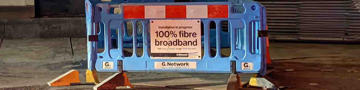 Sign saying Fibre installation in progress