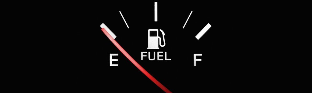 Illustration of a fuel gauge showing empty
