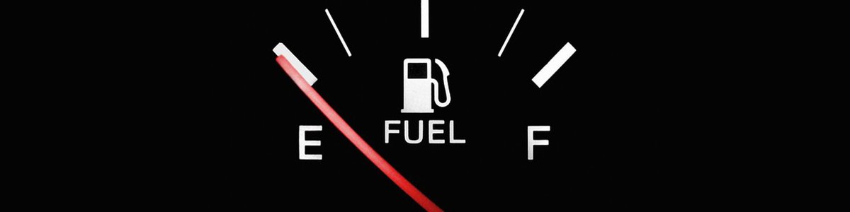 Illustration of a fuel gauge showing empty