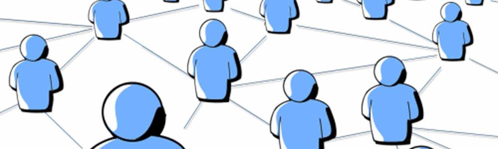 illustration of human icons connected to each other in a network diagram