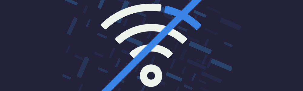 Illustration of WiFi symbol with a cross through it