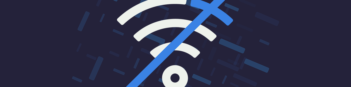 Illustration of WiFi symbol with a cross through it