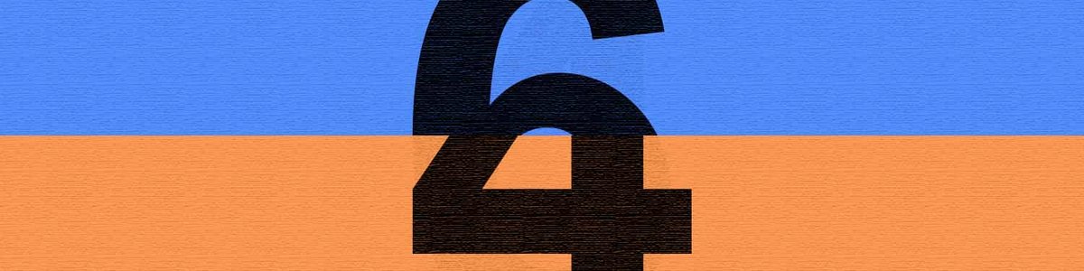 Illustration showing top half of the numeral six and bottom half of the numeral four