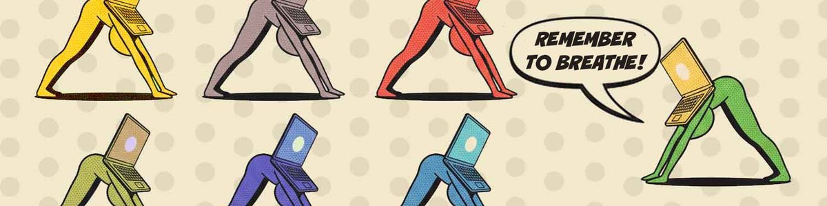 Illustration of laptops doing yoga