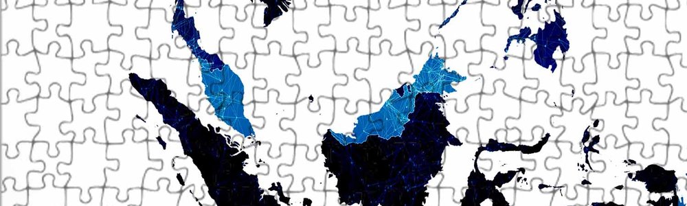 Illustration of a puzzle showing map of South East Asia