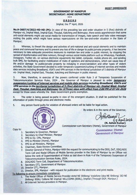 Screenshot of the shutdown orders