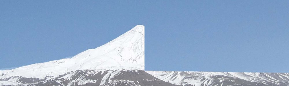Photo of Mount Damavand with right side missing.||||||||||||