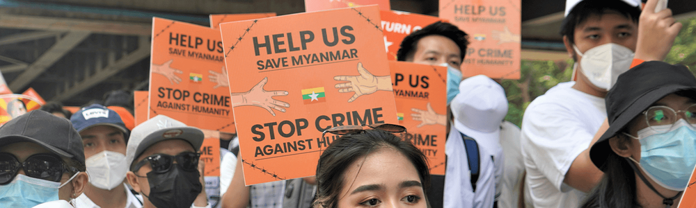Photo of protesters in Myanmar||||||