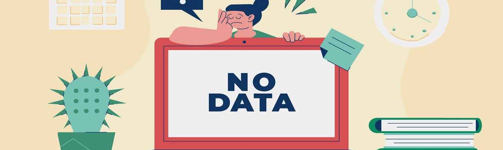 Illustration of a person looking glum as their laptop has no data