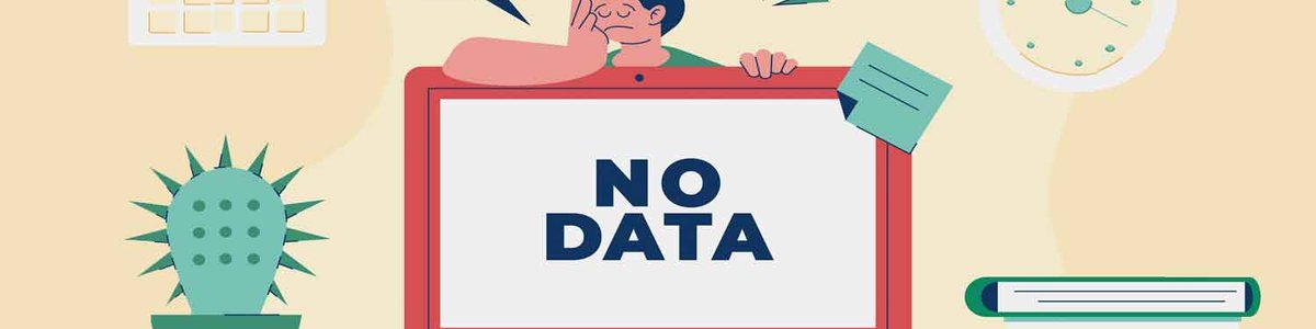 Illustration of a person looking glum as their laptop has no data