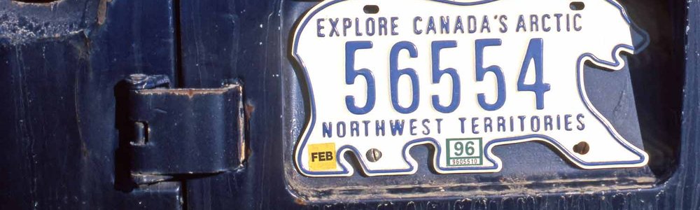 Northwest Territories car number plate in shape of polar bear, Canada|