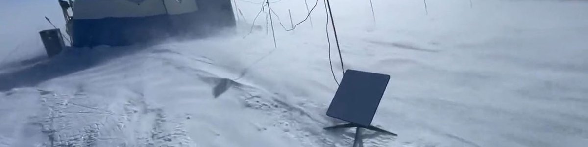 Starlink antenna deployed at a research facility in Allan Hills, Antarctica|||||