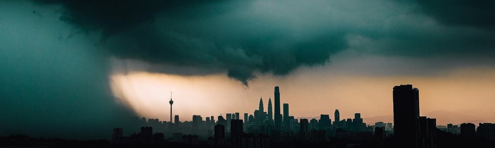 Photo of a storm over a city