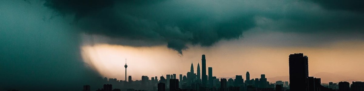 Photo of a storm over a city