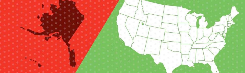 Illustration of the US mainland and Non-Contiguous US regions