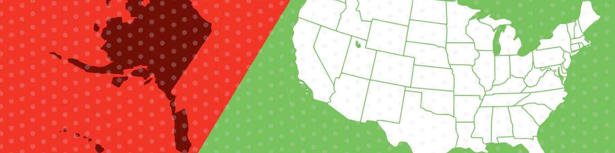 Illustration of the US mainland and Non-Contiguous US regions