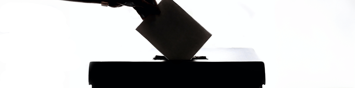 Hand putting a voting ballot in a voting box