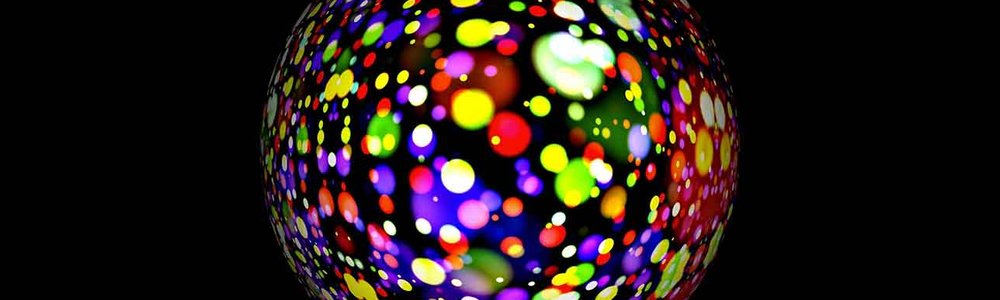 Multi coloured ball on black background|||||