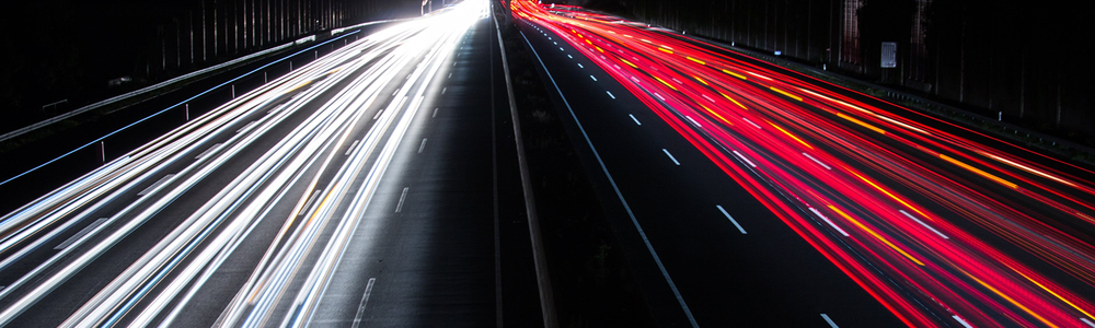 blurred lights on a highway.
