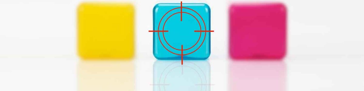 Illustration showing three boxes, tha middle one with a target ovelayed|
