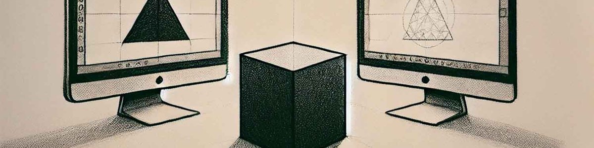 Illustration of a black box between two computer monitors