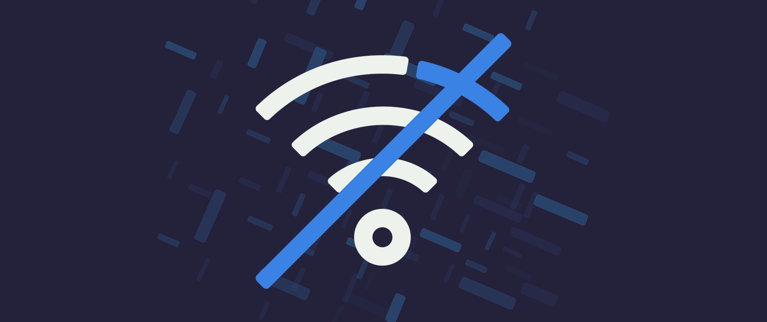 Illustration of WiFi symbol with a cross through it