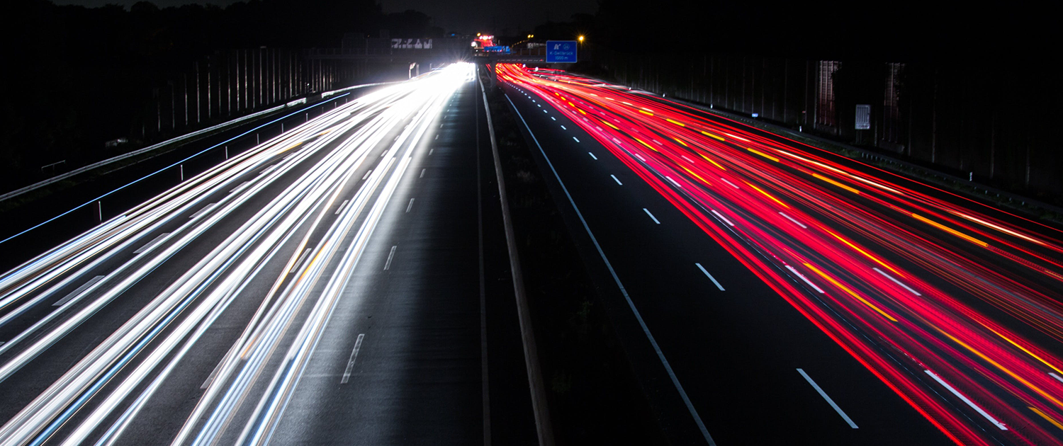 blurred lights on a highway.