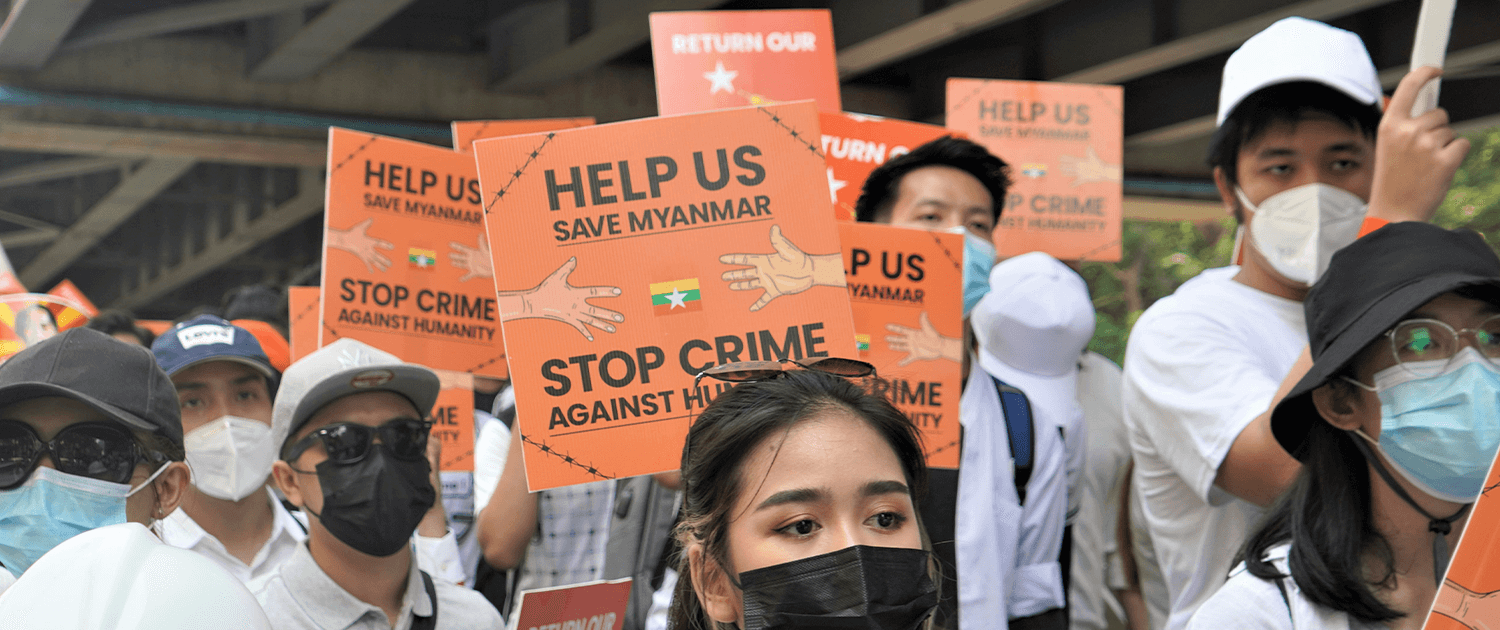 Photo of protesters in Myanmar