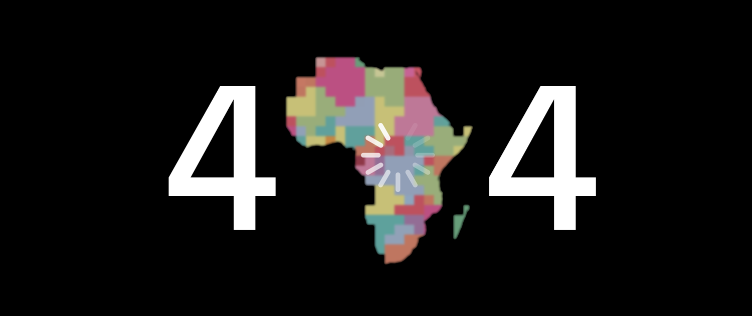 Illustration showing 404 where the zero is replaced with a map of Africa