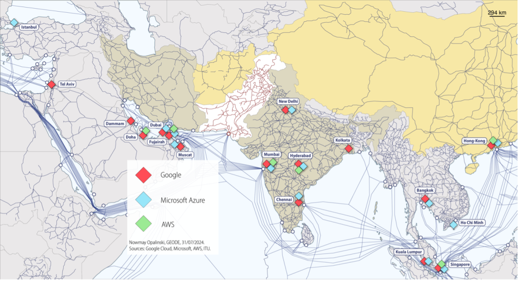 Map showing the location of major CDN points of presence