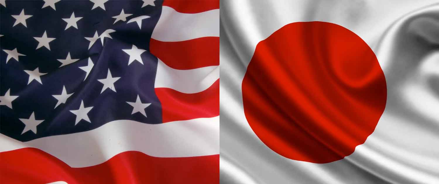 Image of USA and Japan flag side by side