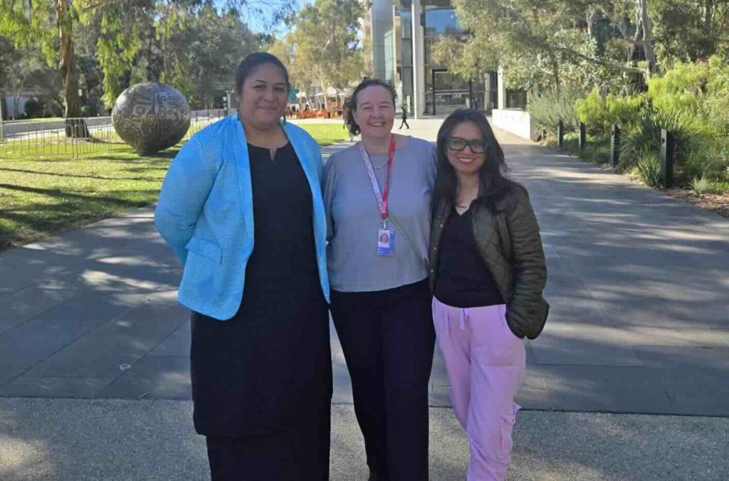 Group photo of Selu Kauvaka, Jade Carson, and Angkana Whiley.