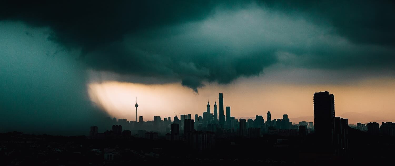 Photo of a storm over a city