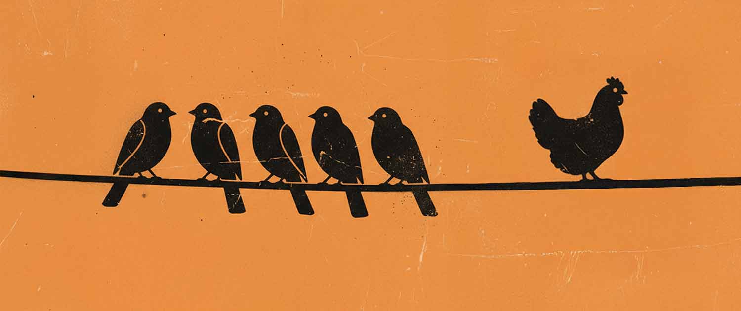 Illustration of birds on a wire